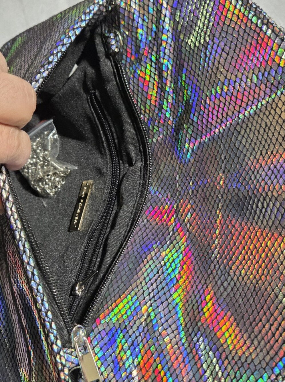 Hello 3am Iridescent Holographic Envelope Clutch - Multicolor - Picture 7 of 12